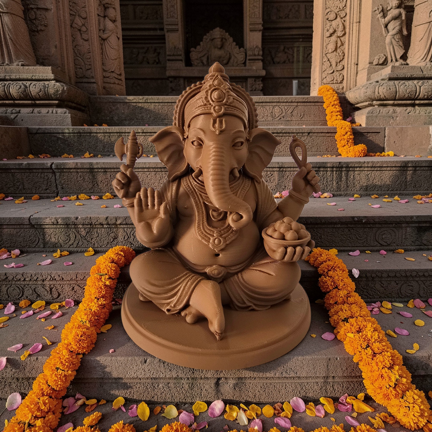 🐘 Ganesha Decorativo em Impressão 3D – 12 cm | Estátua Espiritual para Prosperidade