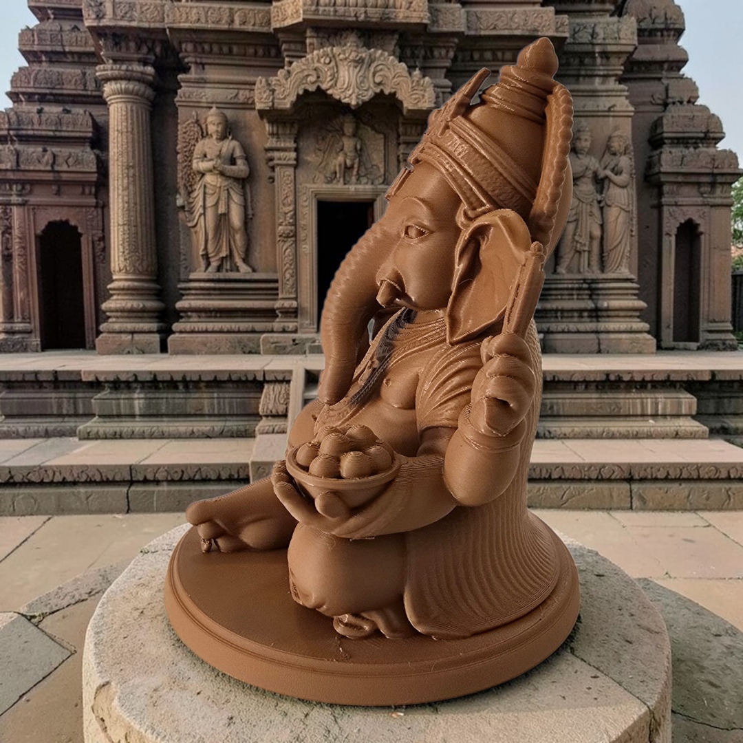 🐘 Ganesha Decorativo em Impressão 3D – 12 cm | Estátua Espiritual para Prosperidade