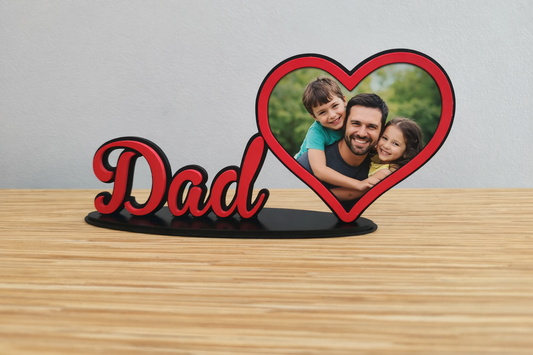 ❤️ Moldura Personalizada “Dad” com Foto – Presente Dia do Pai | Decoração 3D