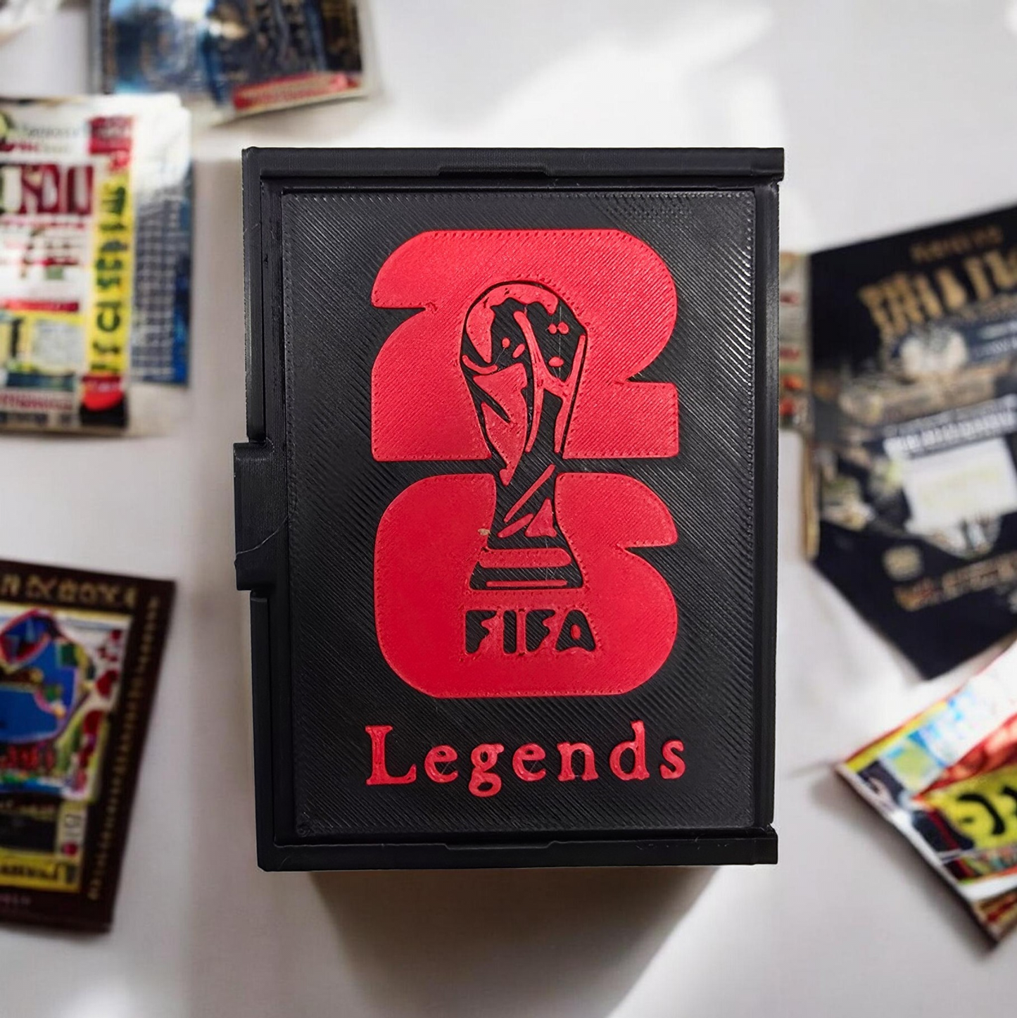 Caixa Porta Cromos Copa do Mundo 3D | Organizador de Cartas Futebol FIFA Legends